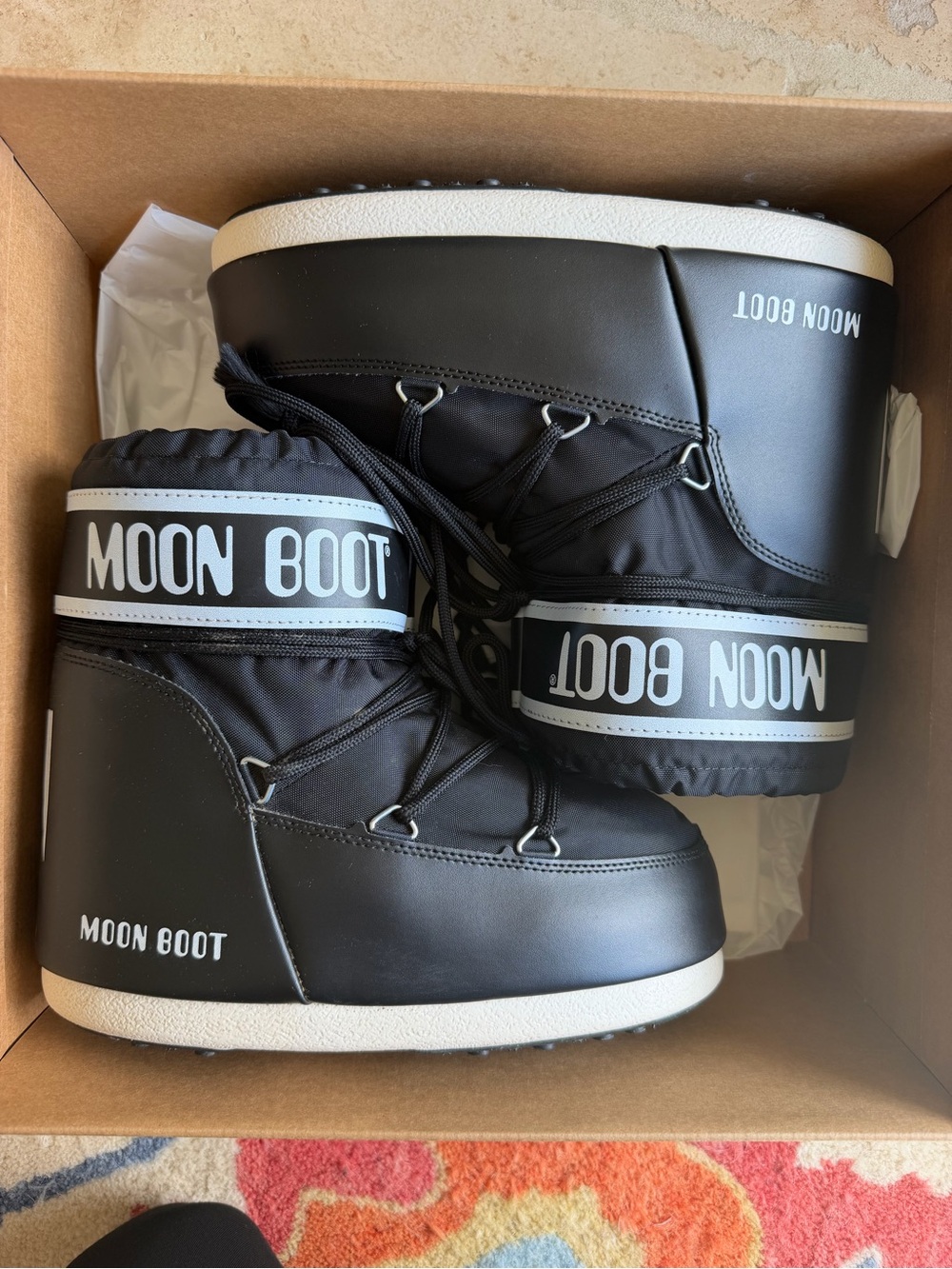 Moon Boot Nylon Black & White Women’s Boots
